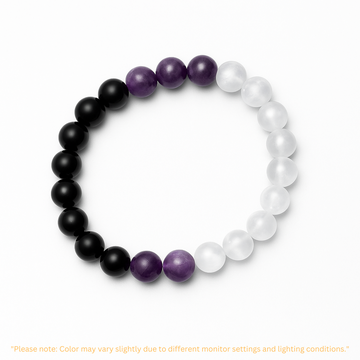 Triple Energy Protection Bracelet – Black Tourmaline, Amethyst & Clear Quartz - Astro Roohi