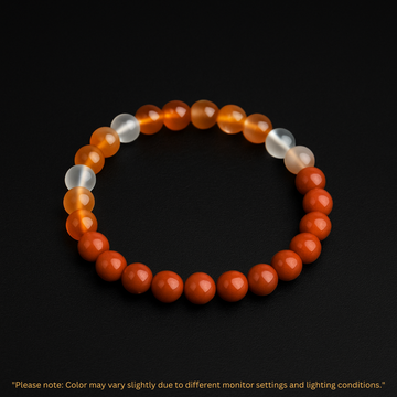 Vitality & Confidence Bracelet – Carnelian, Sunstone & White Agate - Astro Roohi