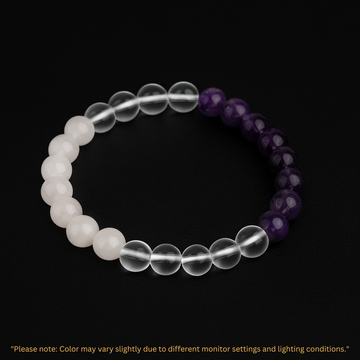 Trinity of Light Bracelet – Rose Quartz, Clear Quartz & Amethyst - Astro Roohi
