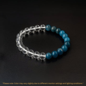 Blue Apatite & Clear Quartz Crystal Healing Bracelet - Astro Roohi